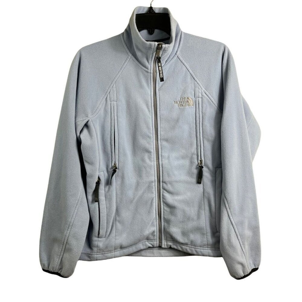 The North Face Women's Jacket Blue Fleece Full-Zip Sz Small Polartec Baby Blue